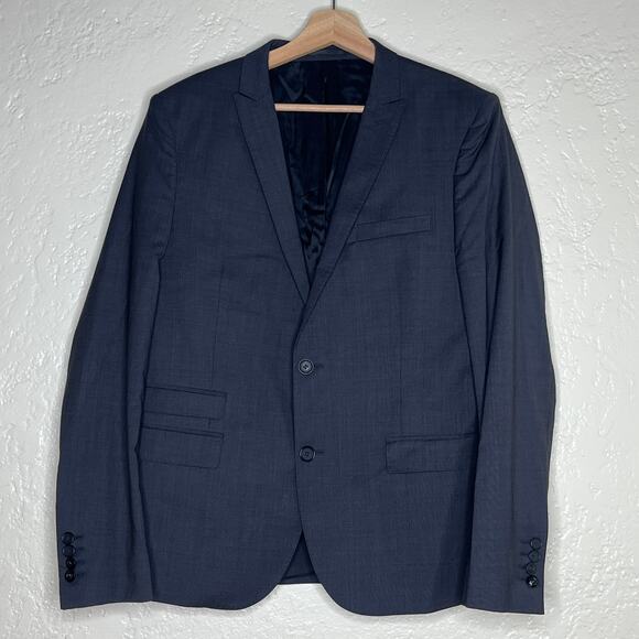 The Kooples Men's Fitted Plain GRY03 100% Wool Two Button Blazer Size 48 Medium